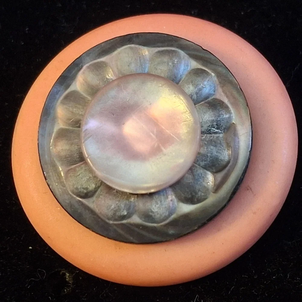 Vintage Pink Button Style Brooch